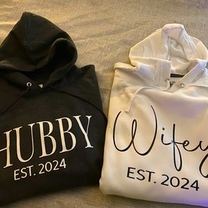 Hubby/Wifey couple’s wedding hoodies